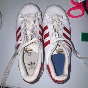 adidas White Sneakers with Red Stripes - Classic Shell Toe